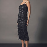 Diagonal Sequins Slip Dress