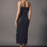 Diagonal Sequins Slip Dress