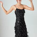 Diagonal Sequins Slip Dress