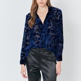 Velvet Burnout Collared Top