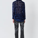 Velvet Burnout Collared Top