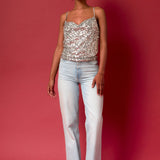 Sequins Cowl Neck Top