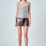 Sequins Cowl Neck Top