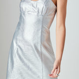 Metallic Pu Mini Dress