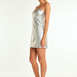 Metallic Pu Mini Dress