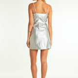Metallic Pu Mini Dress
