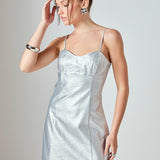 Metallic Pu Mini Dress