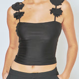 Rosette Shoulder Fitted Top