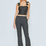 Rosette Shoulder Fitted Top