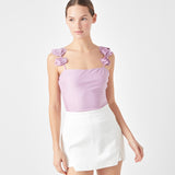 Rosette Shoulder Fitted Top
