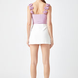 Rosette Shoulder Fitted Top