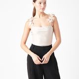 Rosette Shoulder Fitted Top