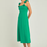 Rosette Shoulder Maxi Dress