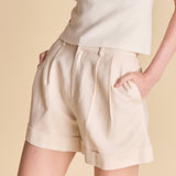 Linen Pintucked Shorts