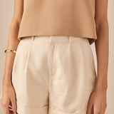 Linen Pintucked Shorts