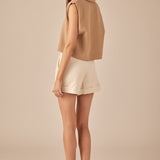 Linen Pintucked Shorts
