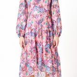 Buttoned Floral High Low Dress
