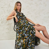 Low Neck Floral Maxi Dress
