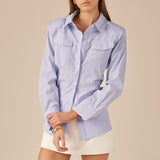 Power Shoulder Striped Shirt