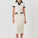 Crochet Knit Collared Maxi Dress