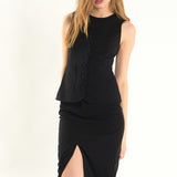 Margaux Front Slit Linen Midi Skirt