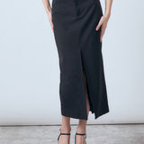 Margaux Front Slit Linen Midi Skirt