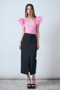 Margaux Front Slit Linen Midi Skirt