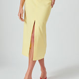 Front Slit Linen Midi Skirt