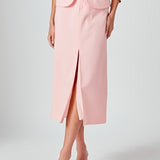 Front Slit Linen Midi Skirt