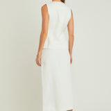 Front Slit Linen Midi Skirt