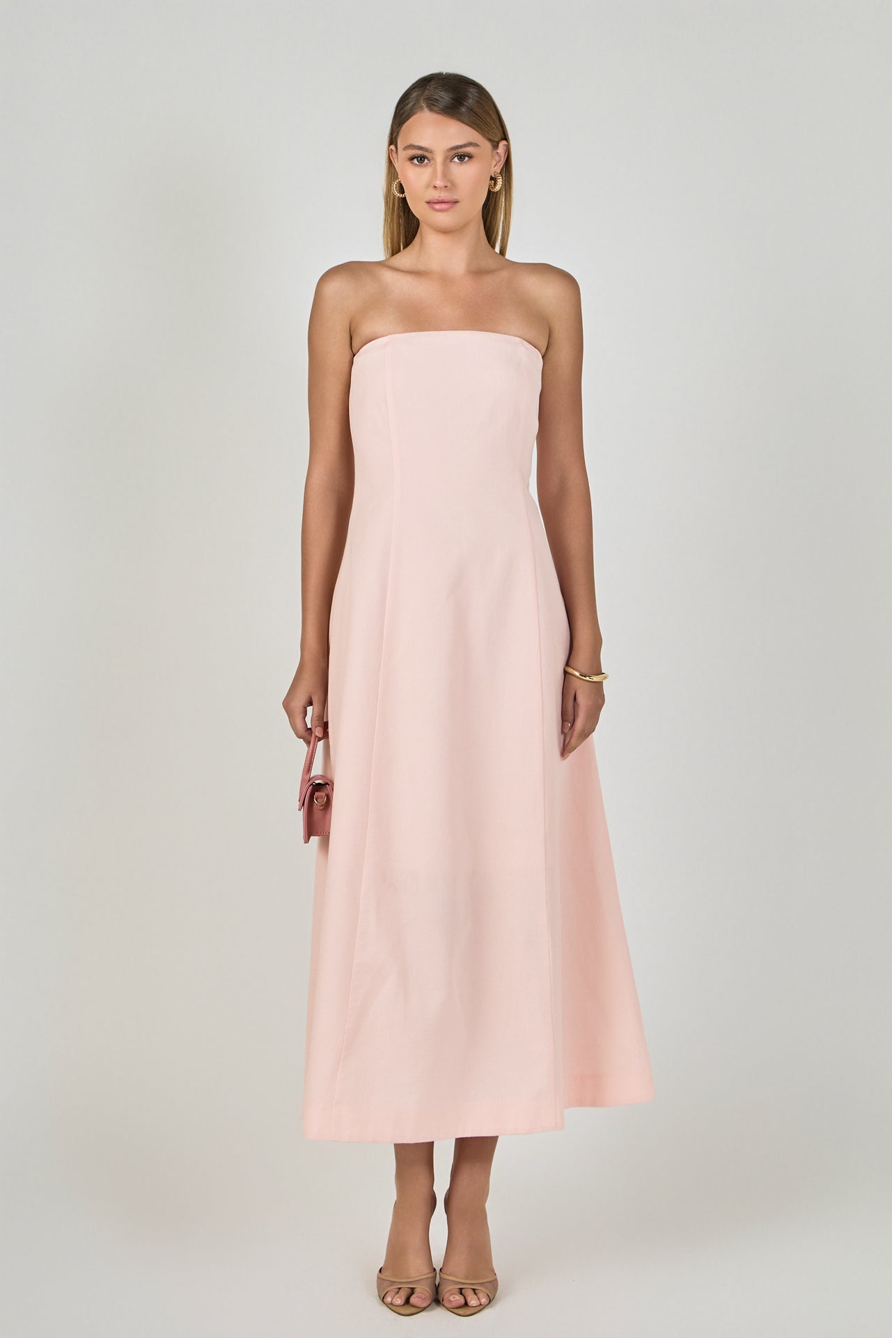 Endless Rose - Whitney Linen Strapless Dress PINK / M Endless Rose - Whitney Linen Strapless Dress PINK / M
