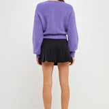 Puff Sleeve Knit Cardigan