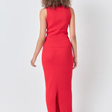 Ribbed Slit Maxi Skirt