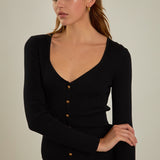 Long Sleeve Button Down Knit Dress