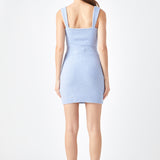 Square Neck Knit Mini Dress