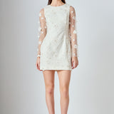 Beaded Overlay Floral Mini Dress