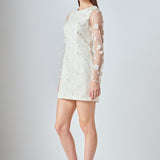 Beaded Overlay Floral Mini Dress