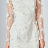 Beaded Overlay Floral Mini Dress