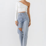 GREY LAB-Asymmetric Wrap Jeans-JEANS available at Objectrare
