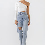 GREY LAB-Asymmetric Wrap Jeans-JEANS available at Objectrare