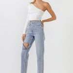 GREY LAB-Asymmetric Wrap Jeans-JEANS available at Objectrare
