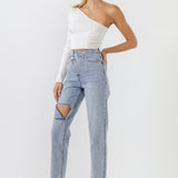 GREY LAB-Asymmetric Wrap Jeans-JEANS available at Objectrare