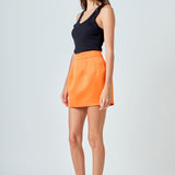 Satin Pintucked Mini Skirt