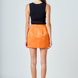 Satin Pintucked Mini Skirt