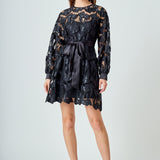 Lace Long Sleeve Mini Dress