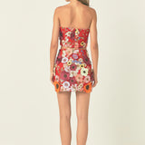 Floral Embroidered Strapless Top