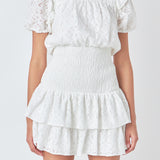 Smocked Lace Mini Dress