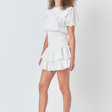 Smocked Lace Mini Dress