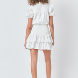 Smocked Lace Mini Dress