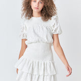 Smocked Lace Mini Dress